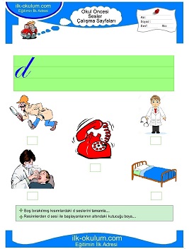 Çocuklar İçin D Sesi Çalışma Sayfaları 